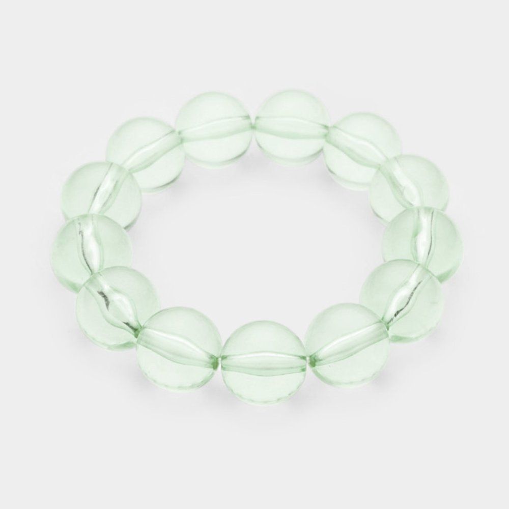5/$25 Lucite Green Ball Stretch Bracelet